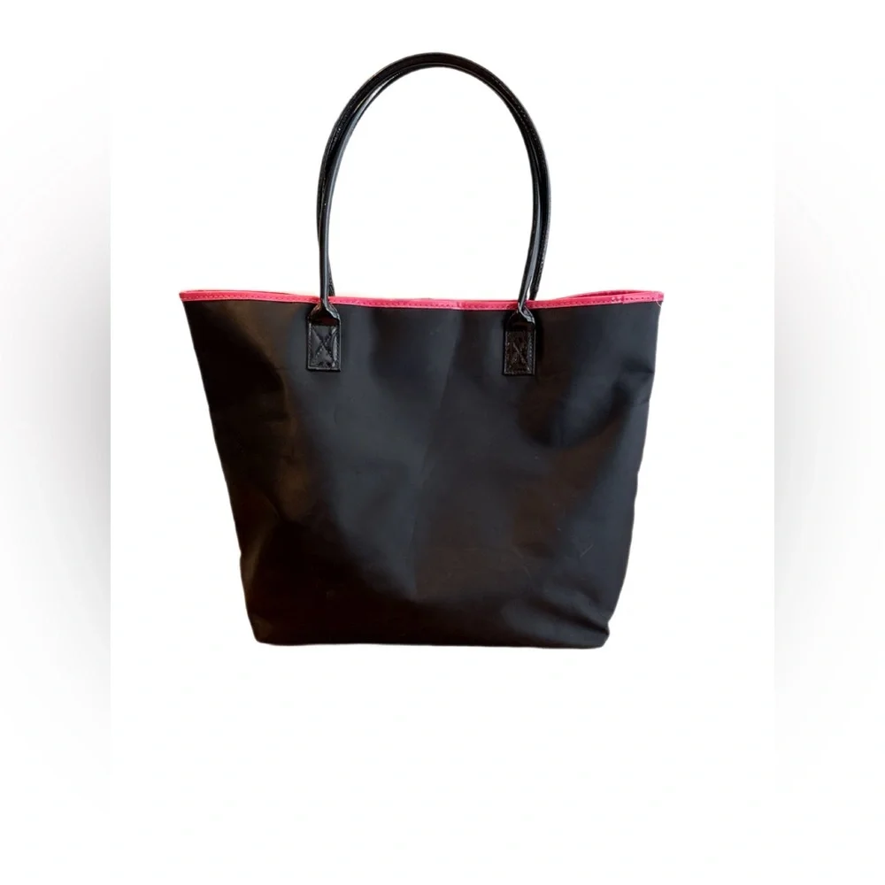 Guess Black Tote with Pink Trim and Heart Accent